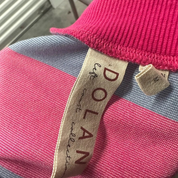 DOLAN Pink & Blue Rugby Cropped Mock-Neck Pullover, M - Picture 5 of 6